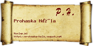 Prohaska Héla névjegykártya